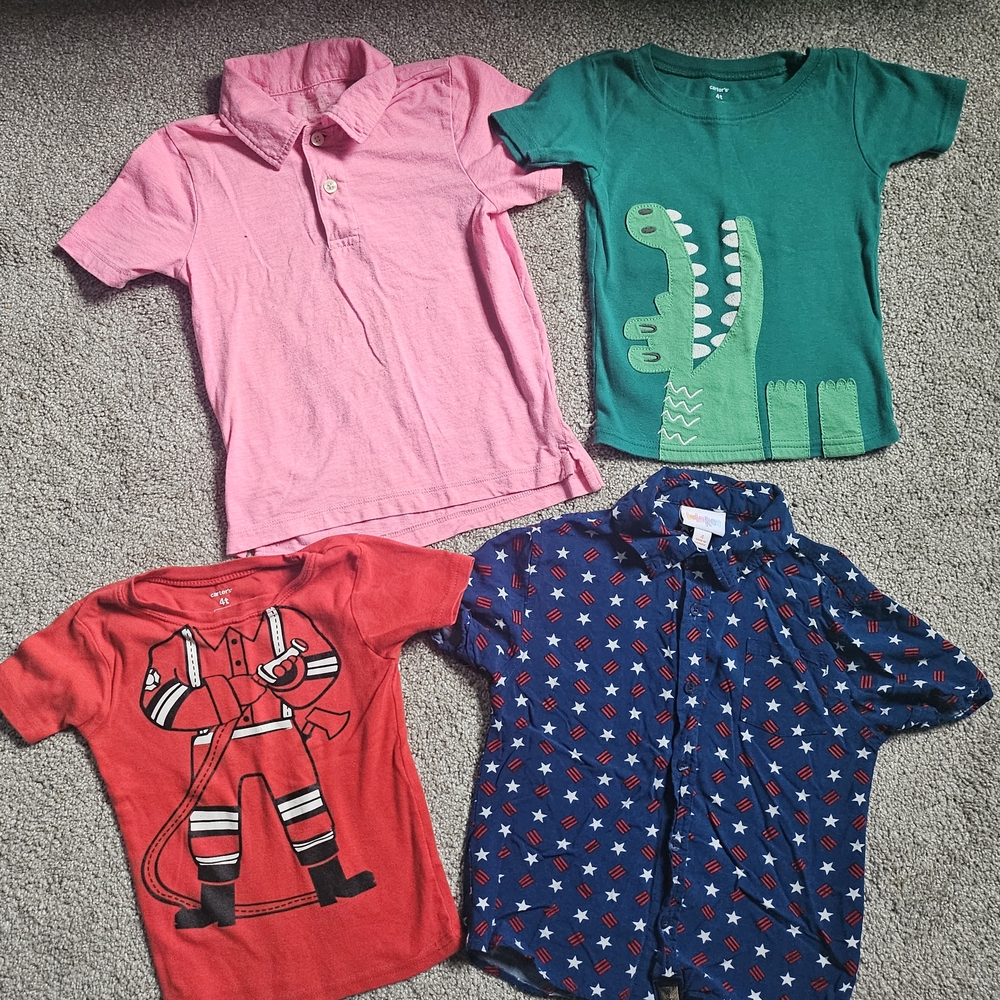 Set of 4 Kids' Graphic and Patterned T-Shirts